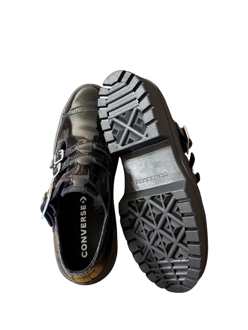 NWOB Converse Chuck Taylor Black Patent leather Platform Mary Jane Oxfords - Picture 7 of 7